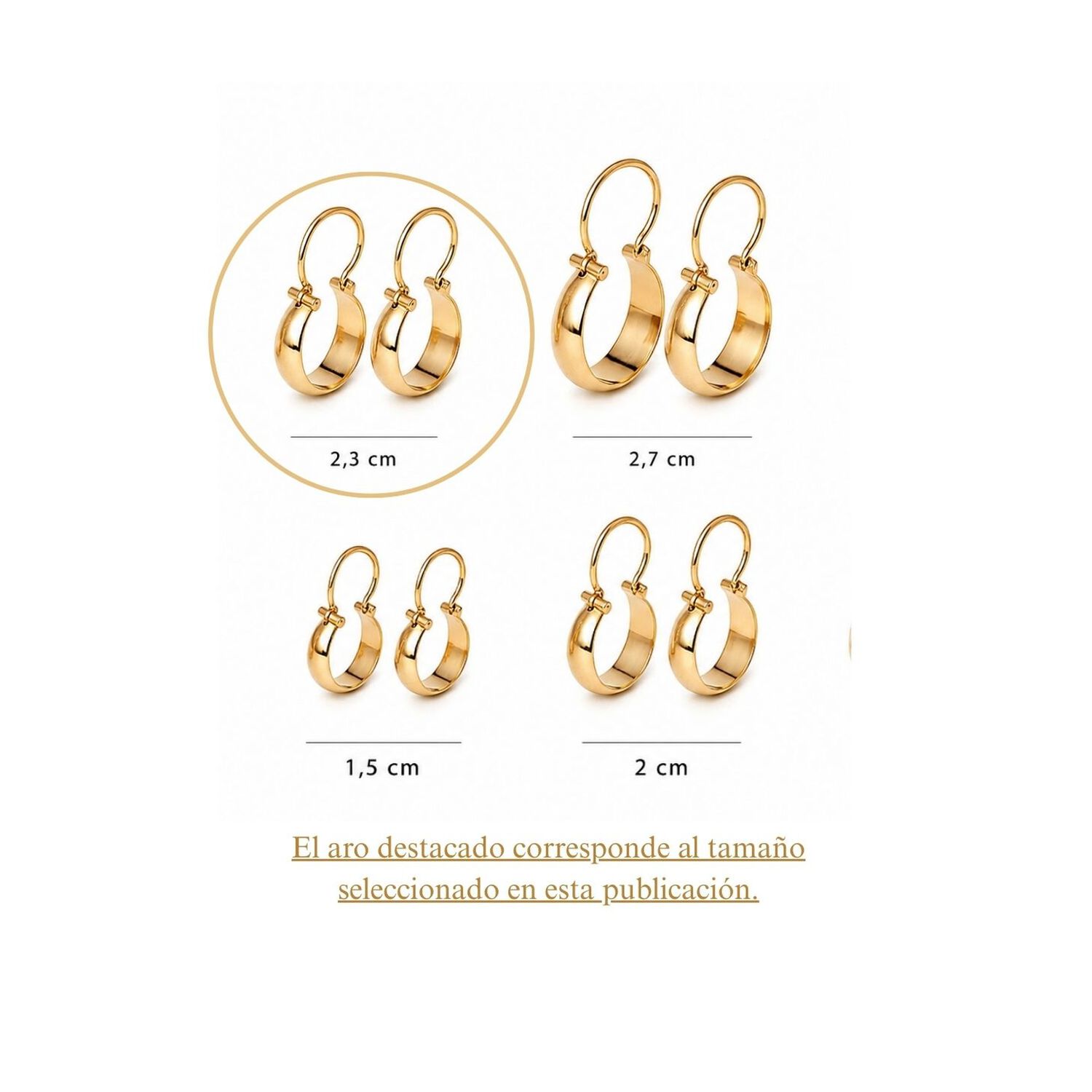 Aros Argolla Bote 2,3cm Largo N3 Oro 18k 2.40gr Mujer Regalo Dorado image number 7.0