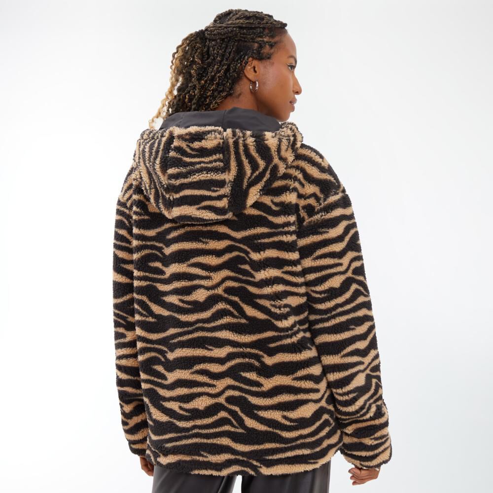 Chaqueta Peluda Full Print Cuello Alto Con Capucha Mujer Rolly Go image number 3.0