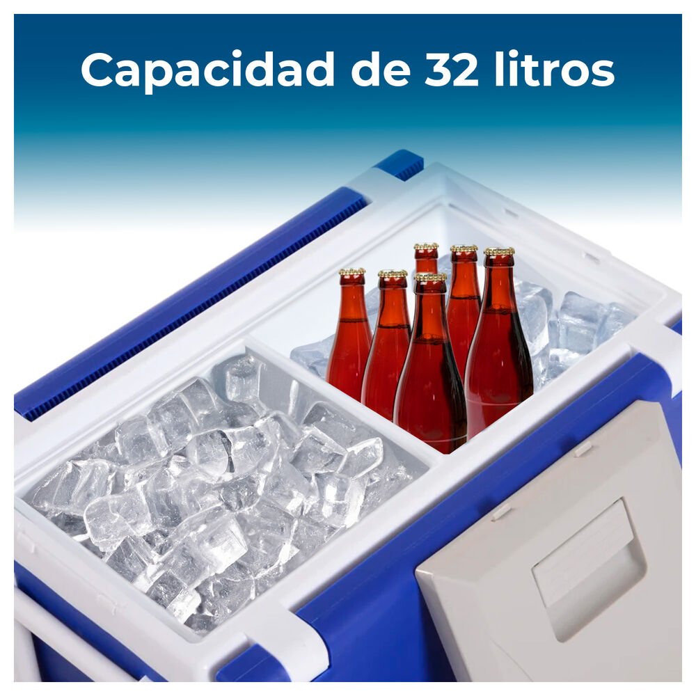 Mesa Cooler 2 En 1 De 32 Ltrs Con Asientos Y Ruedas Azul image number 2.0