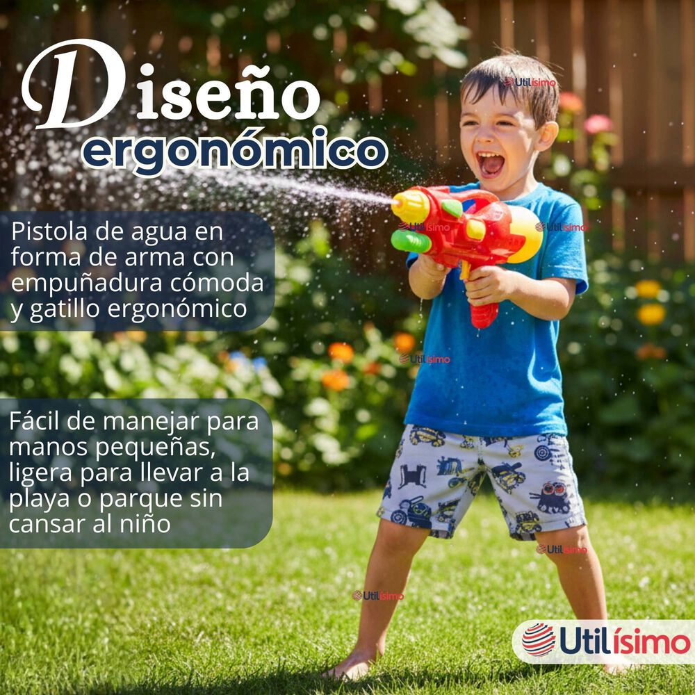 Pistola De Agua 300ml 32cm Colores Surtidos Juguete Lanza Agua Ni&ntilde;o Ni&ntilde;a image number 2.0