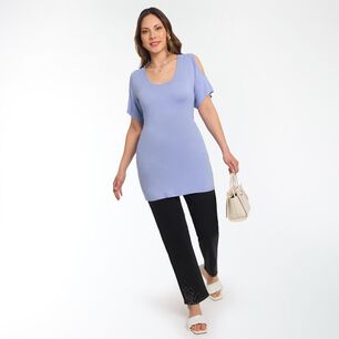 Polera Lisa Manga Corta Con Hombros Descubiertos Cuello Redondo Mujer Sexy Large
