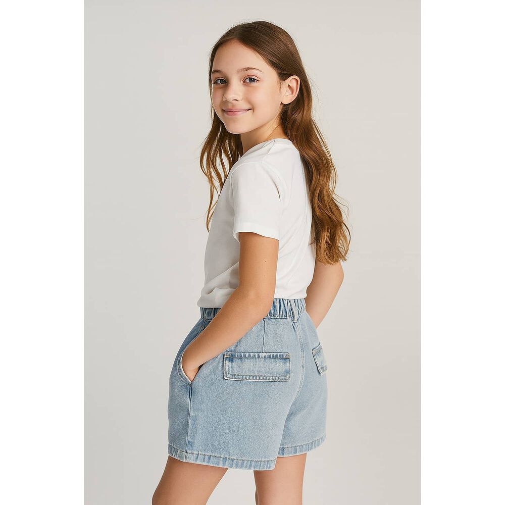 Short Jeans Ni&ntilde;os Azul Medio Kibou Vintage Estilo Cargo image number 3.0