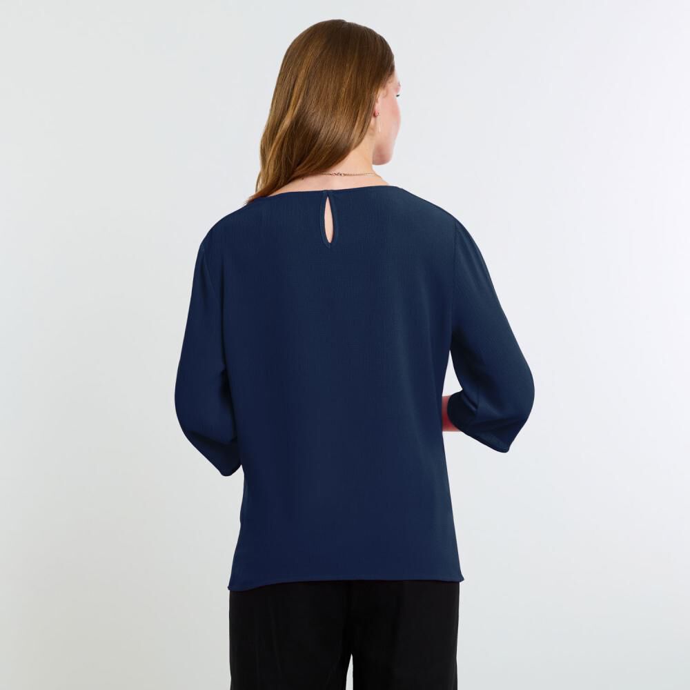Blusa Lisa Manga 3/4 Cuello V Mujer Lesage image number 2.0