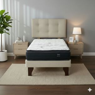 Cama Europea 1.5 Plaza 190 Plus Respaldo Berna