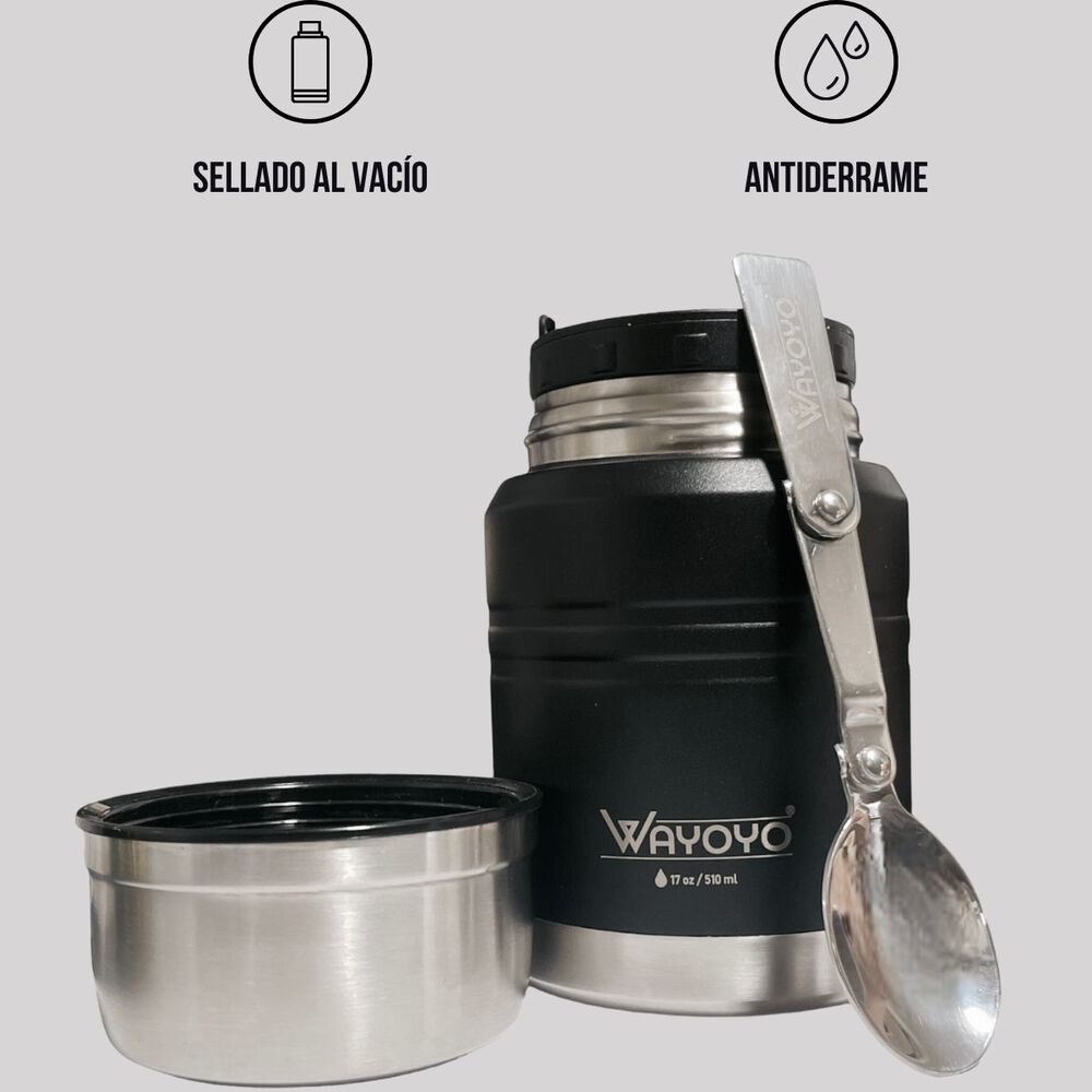 Tarro Termo Comida Acero Inoxidable Wayoyo 510 Ml Negro image number 2.0