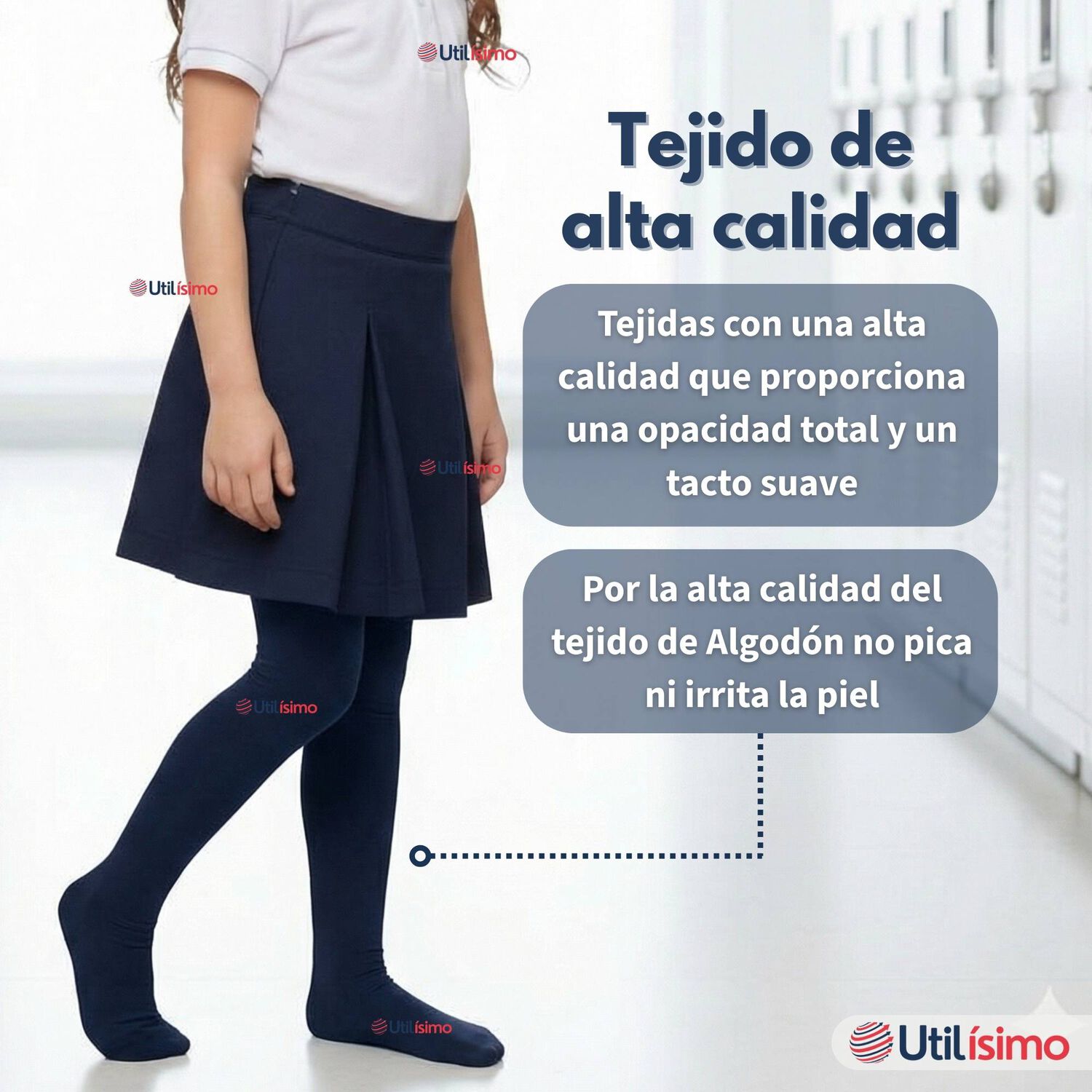 Pack 6 Ballerinas Elasticadas Escolares Ni&ntilde;a Algod&oacute;n Azul image number 4.0