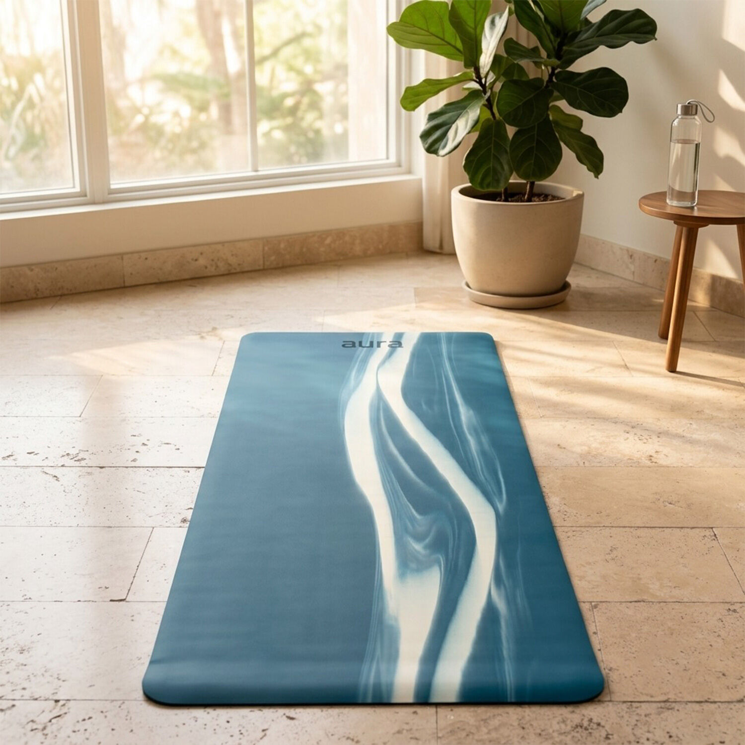 Mat De Yoga Profesional Aura Azul M&aacute;rmol image number 4.0