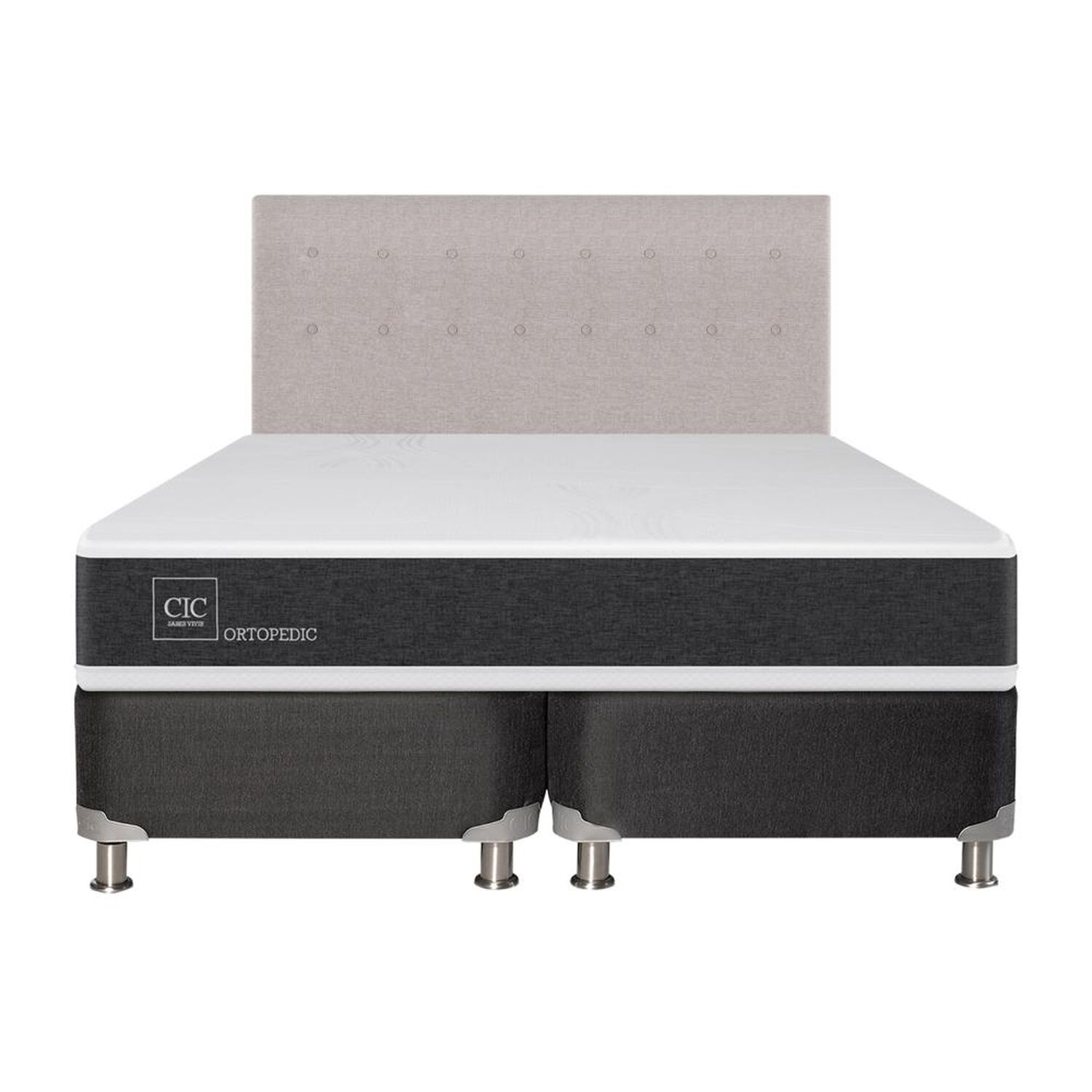 Box Spring Cic Ortopedic / King / Base Dividida + Respaldo + Almohada image number 0.0