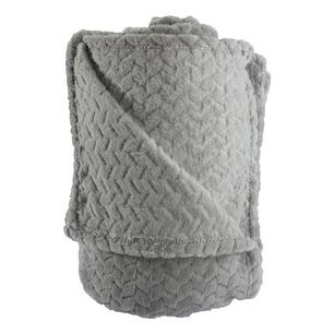 Frazada Andes Jacquard Flannel Gris 2 Plaza