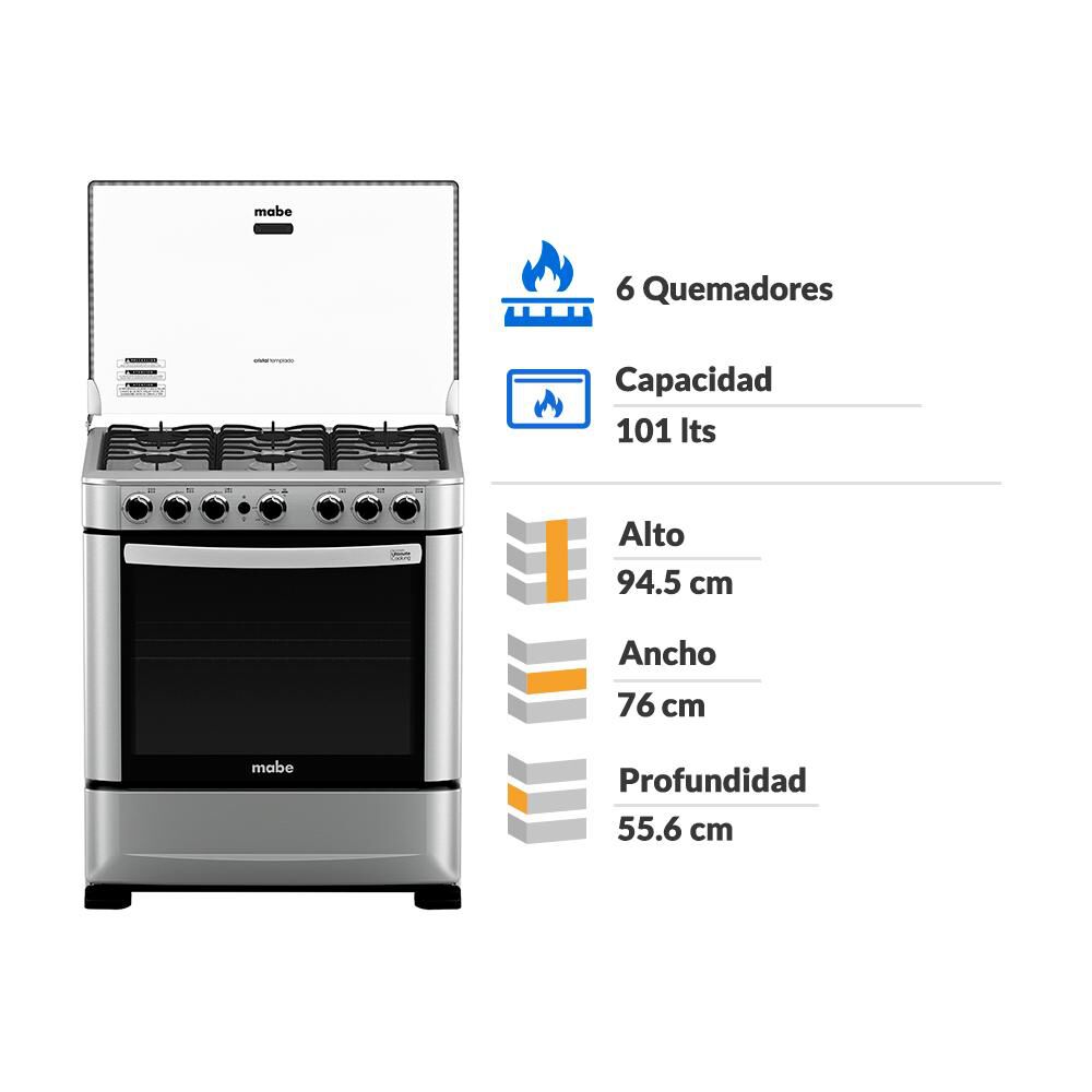 Cocina A Gas Mabe Andes7620ag0 6 Quemadores image number 1.0