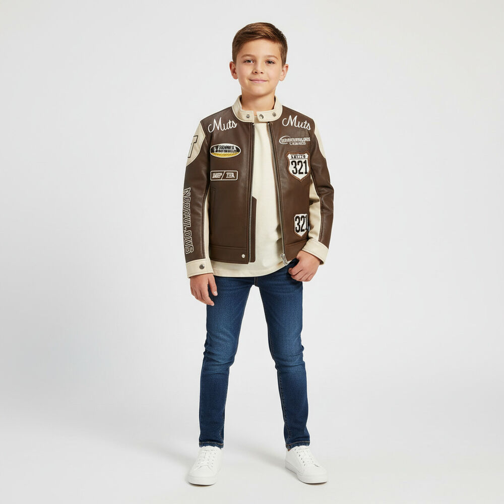 Chaqueta Infantil Varsity Eco Cuero Modelo Racing image number 0.0