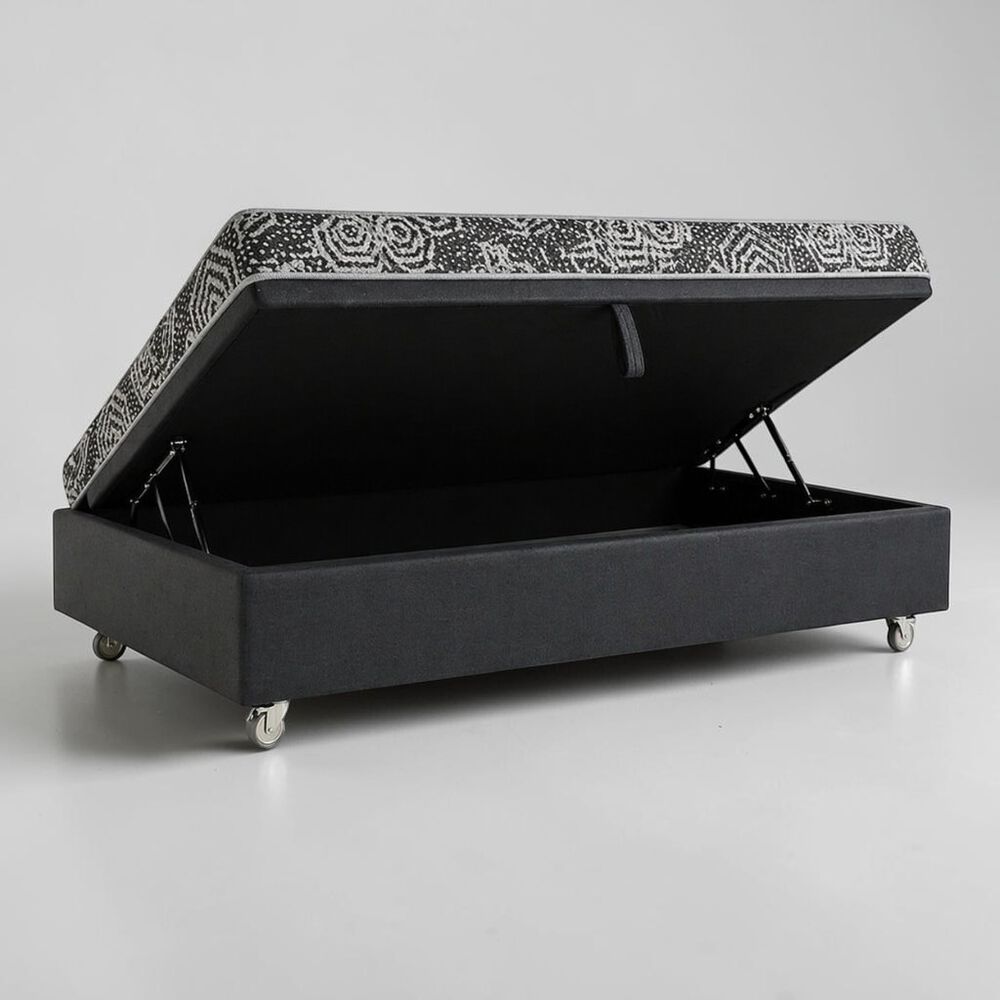 Cama Baul 1 Plaza L190 Cm + Colchon Modelo Ideal / Con Rueda Pyton (gris) image number 1.0