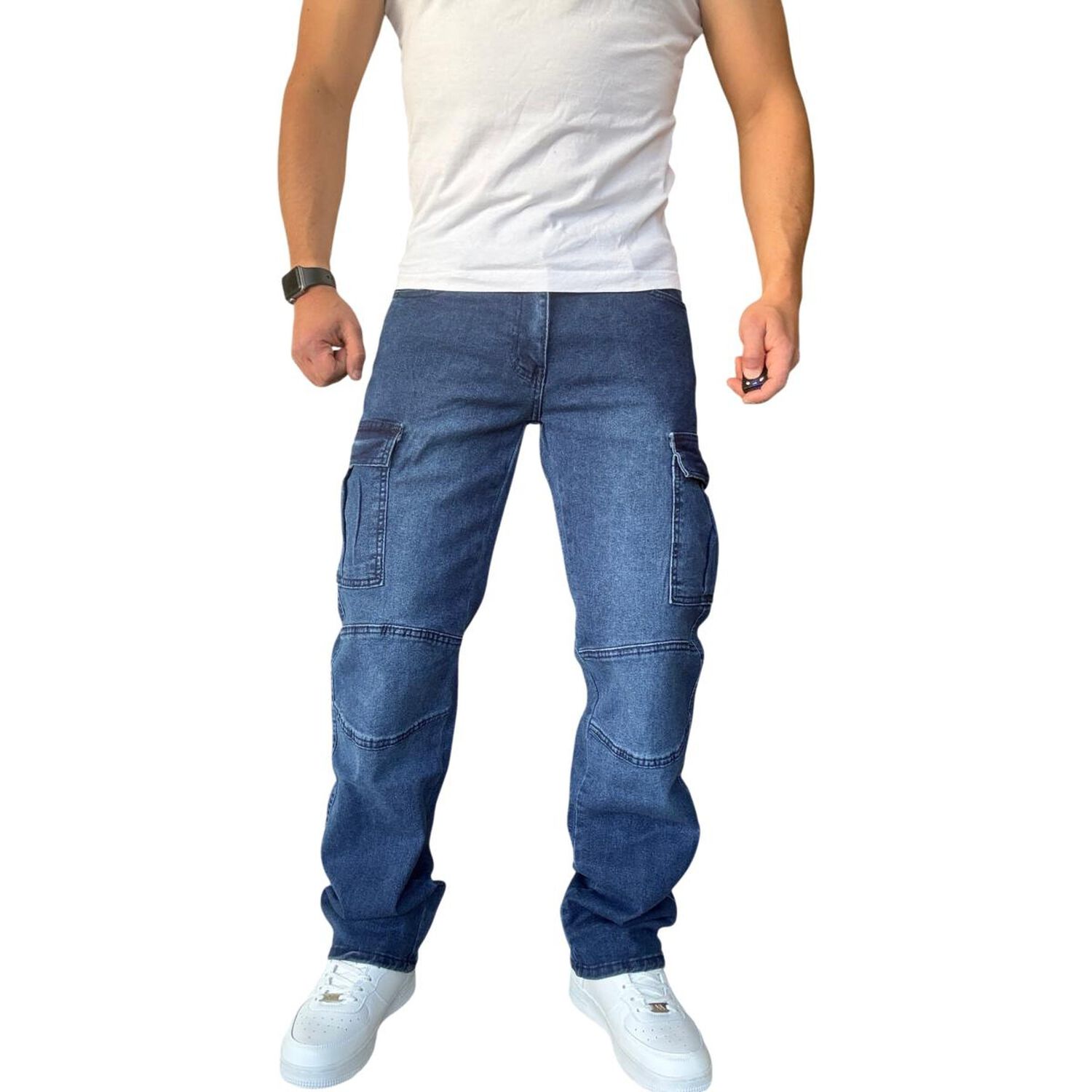 Jeans Cargo Recto Elasticado Stragth Fit Focalizado image number 3.0