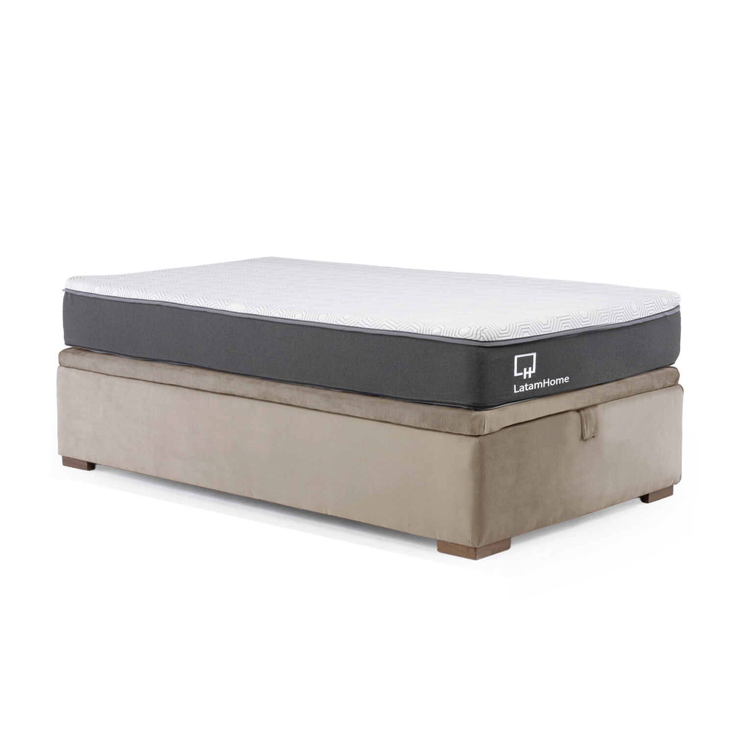 Cama Funcional Boxet 1 1/2 Plaza Colchon Resortes New Top Funda Lavable Beige image number 2.0