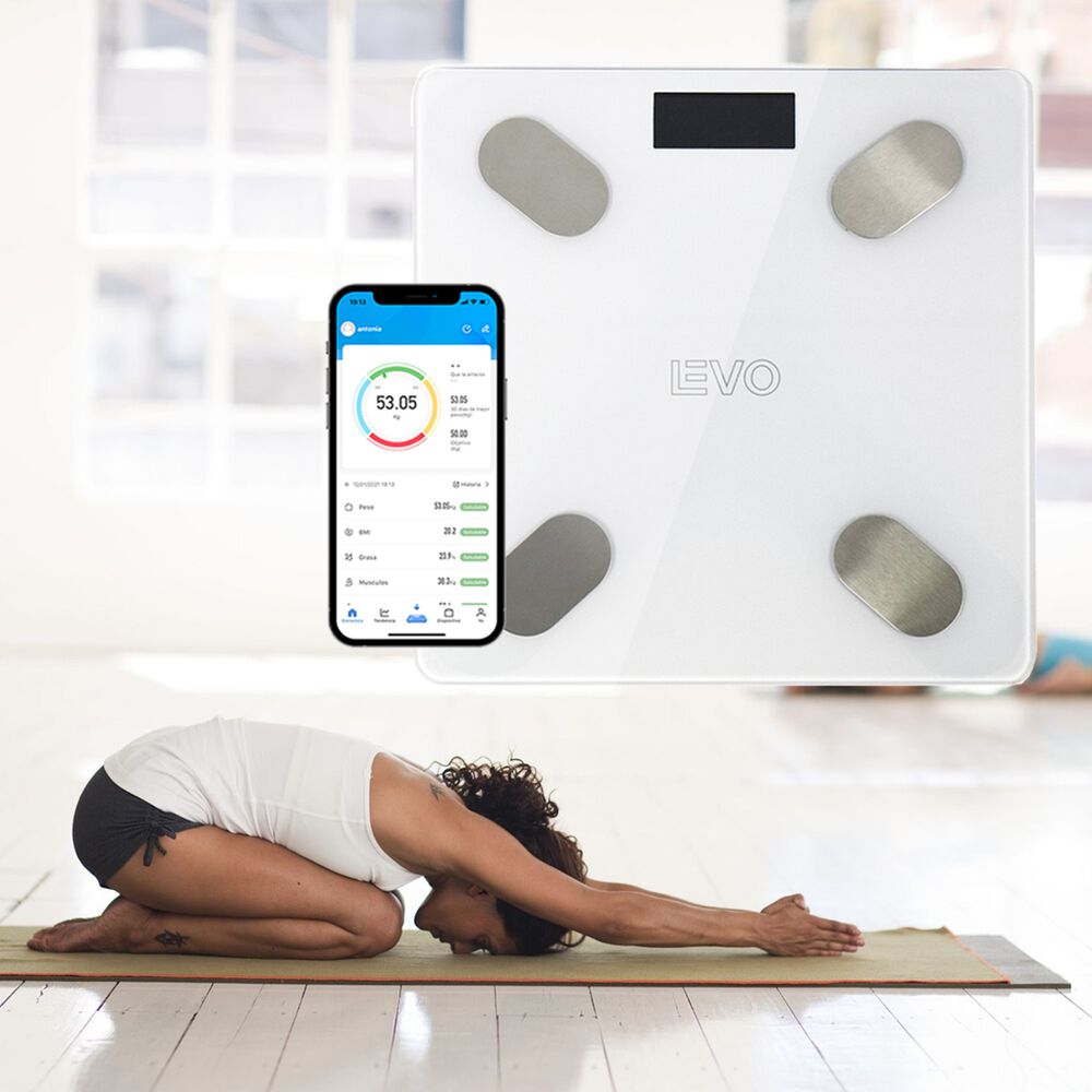 Pesa Digital Balanza Ba&ntilde;o Bluetooth Blanca Inteligente Levo image number 3.0