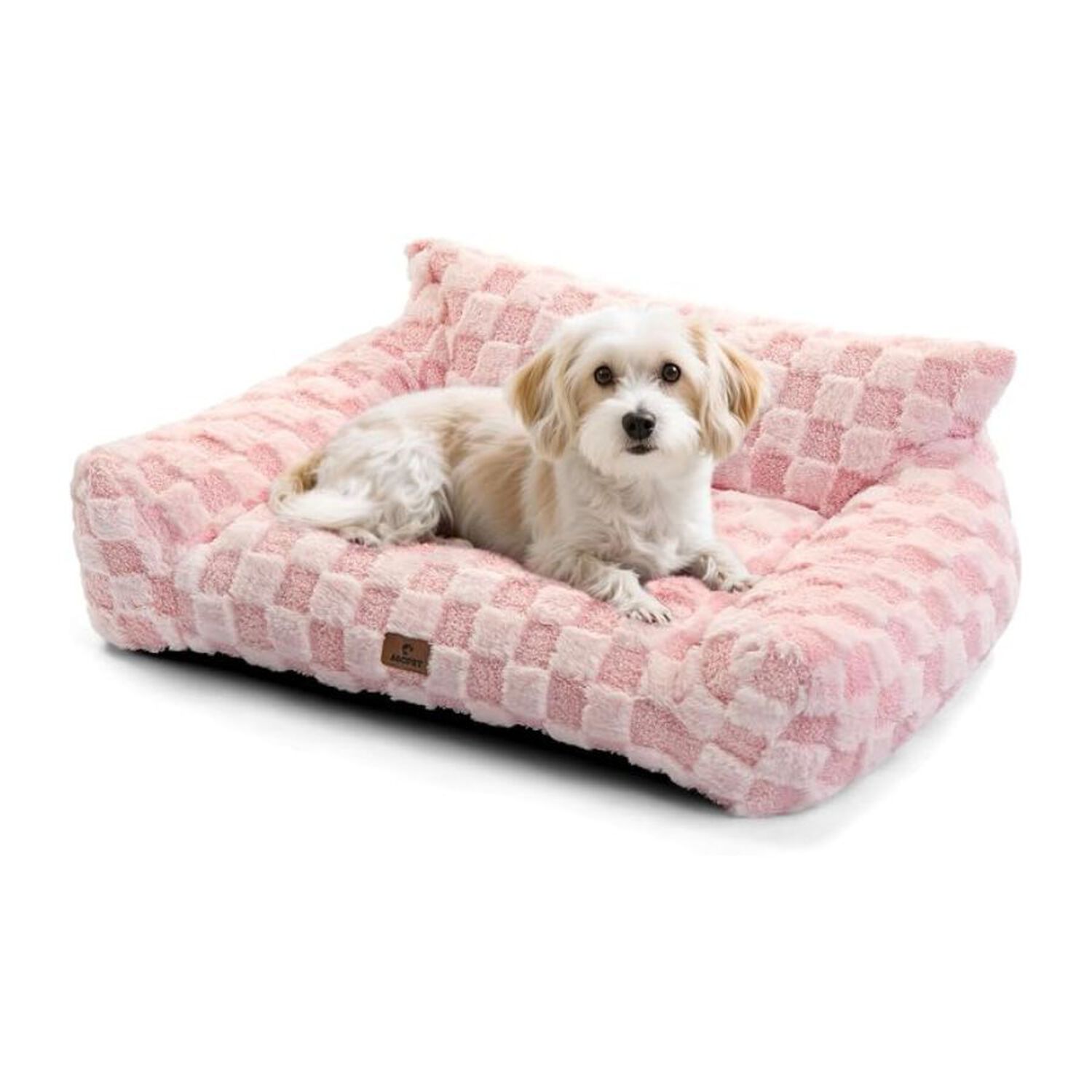 Cama Sof&aacute; Para Perros Y Gatos Dise&ntilde;o Cuadros Rosa Lavable Talla L image number 1.0