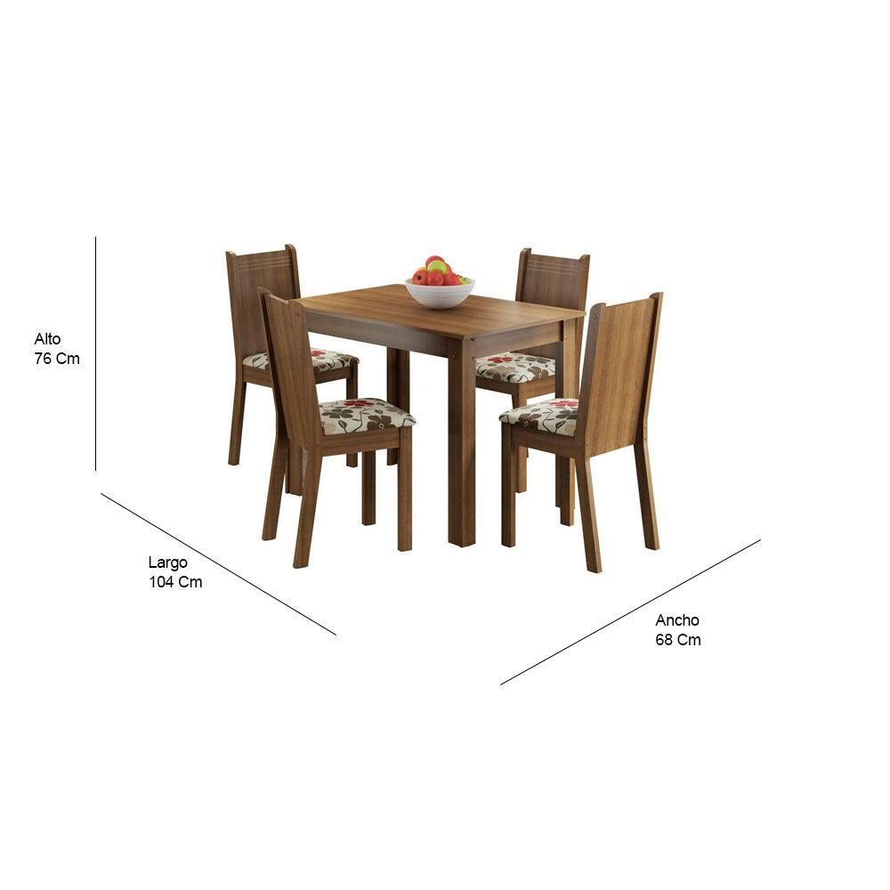 Juego De Comedor Exit Almendro / 4 Sillas image number 1.0