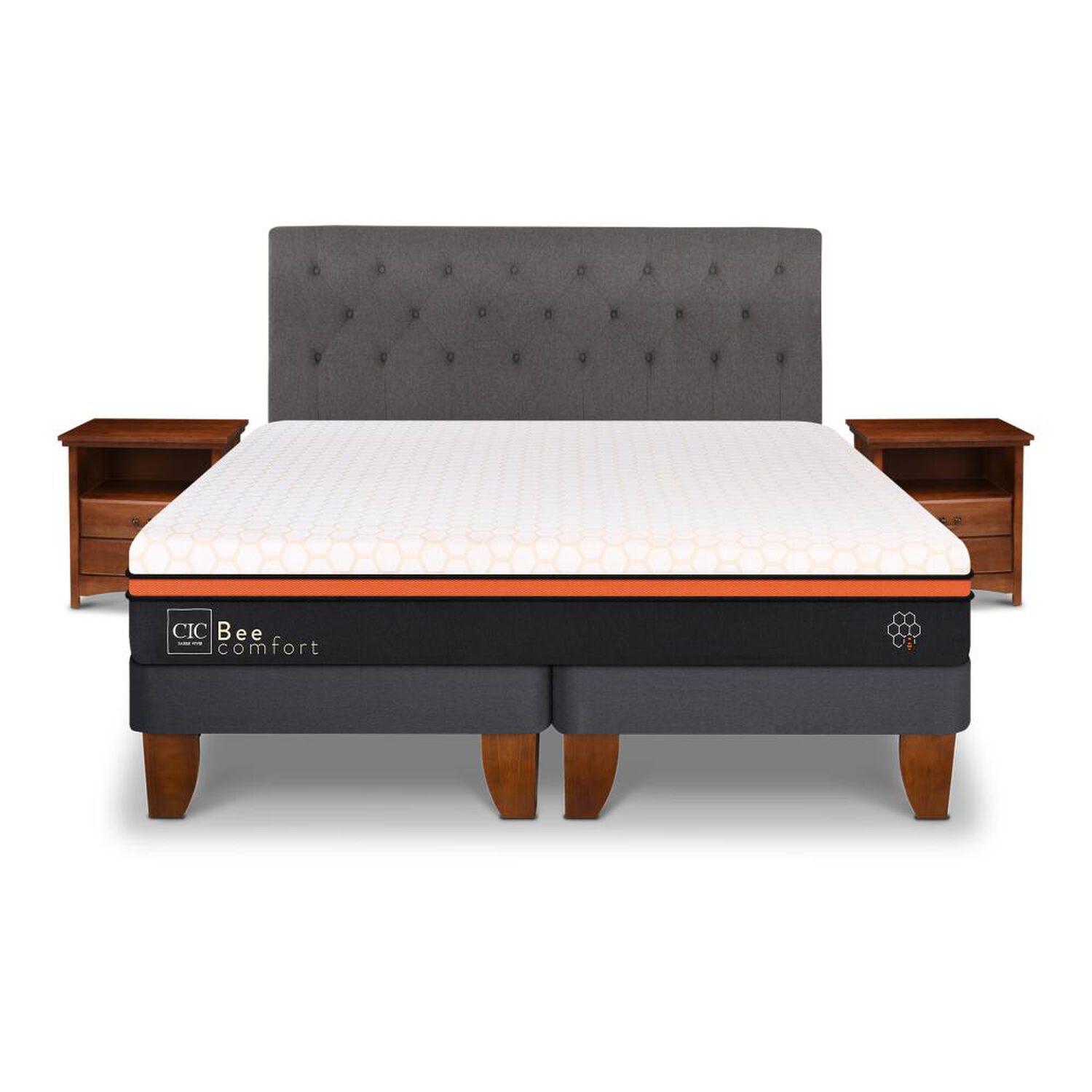 Cama Europea Cic Bee Comfort / King / Base Dividida + Set De Maderas image number 0.0