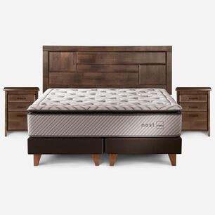 Cama Europea Rosen Nest / King / Base Dividida + Set De Maderas Dolce