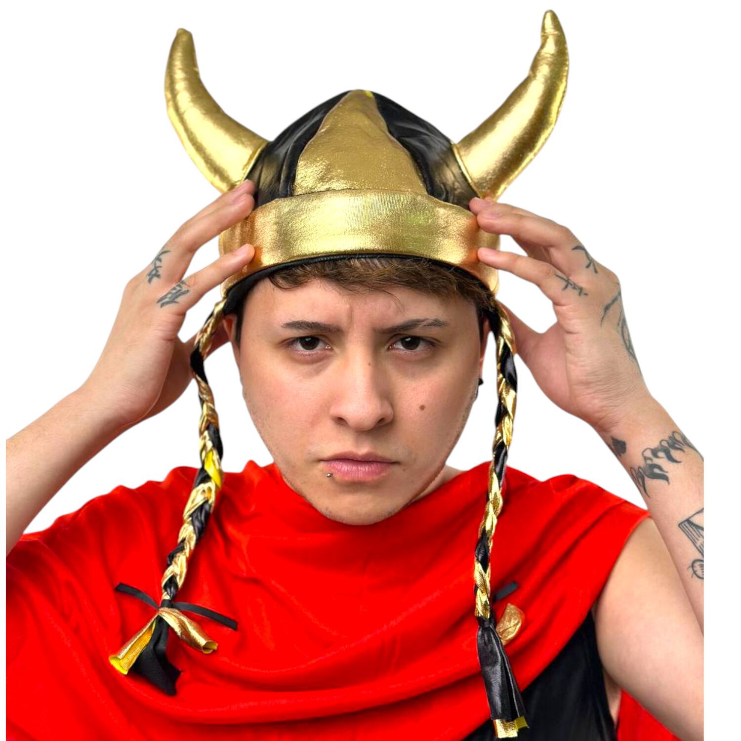 Casco Sombrero Vikingo Trenzas Accesorios Edad Media image number 2.0