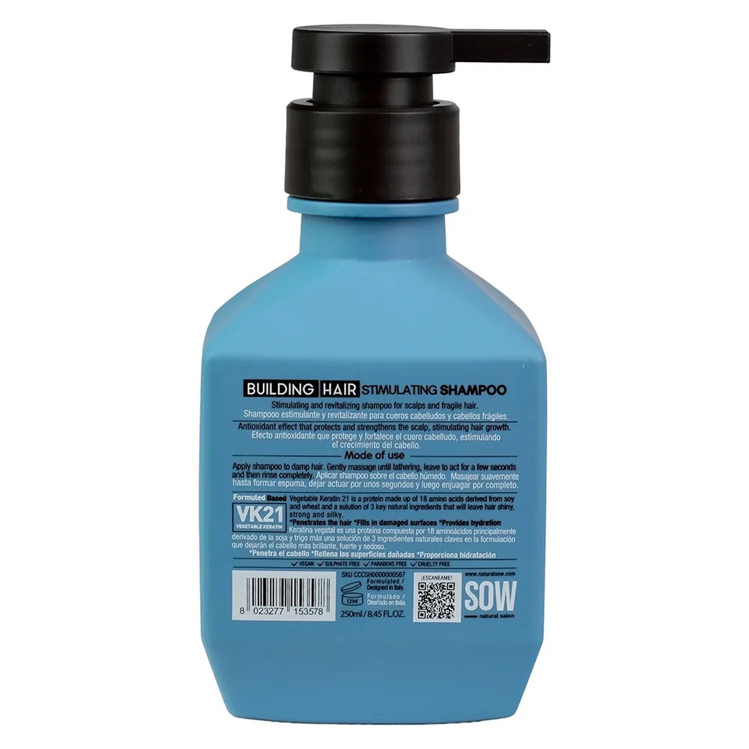 Sow Building Hair Shampoo Vk21 Para Cabellos Fr&aacute;giles 250ml image number 1.0