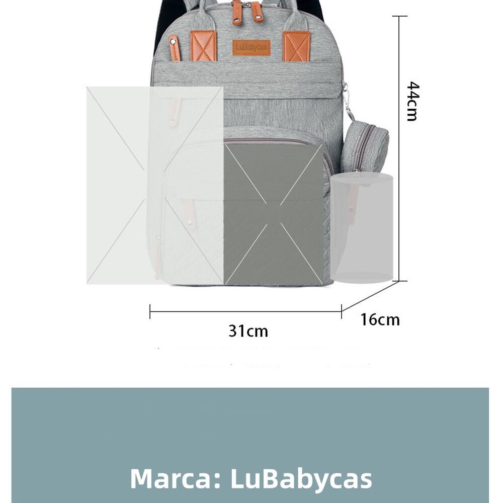Mochila Maternal Con Monidero Y Colgador Lubabycas Negra image number 7.0
