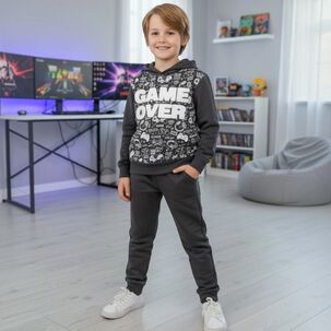 Buzo Ni&ntilde;o Franela Game Over Acero
