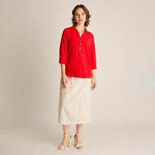 Blusa Manga 3/4 Cuello Camisero Mujer Lorenzo Di Pontti