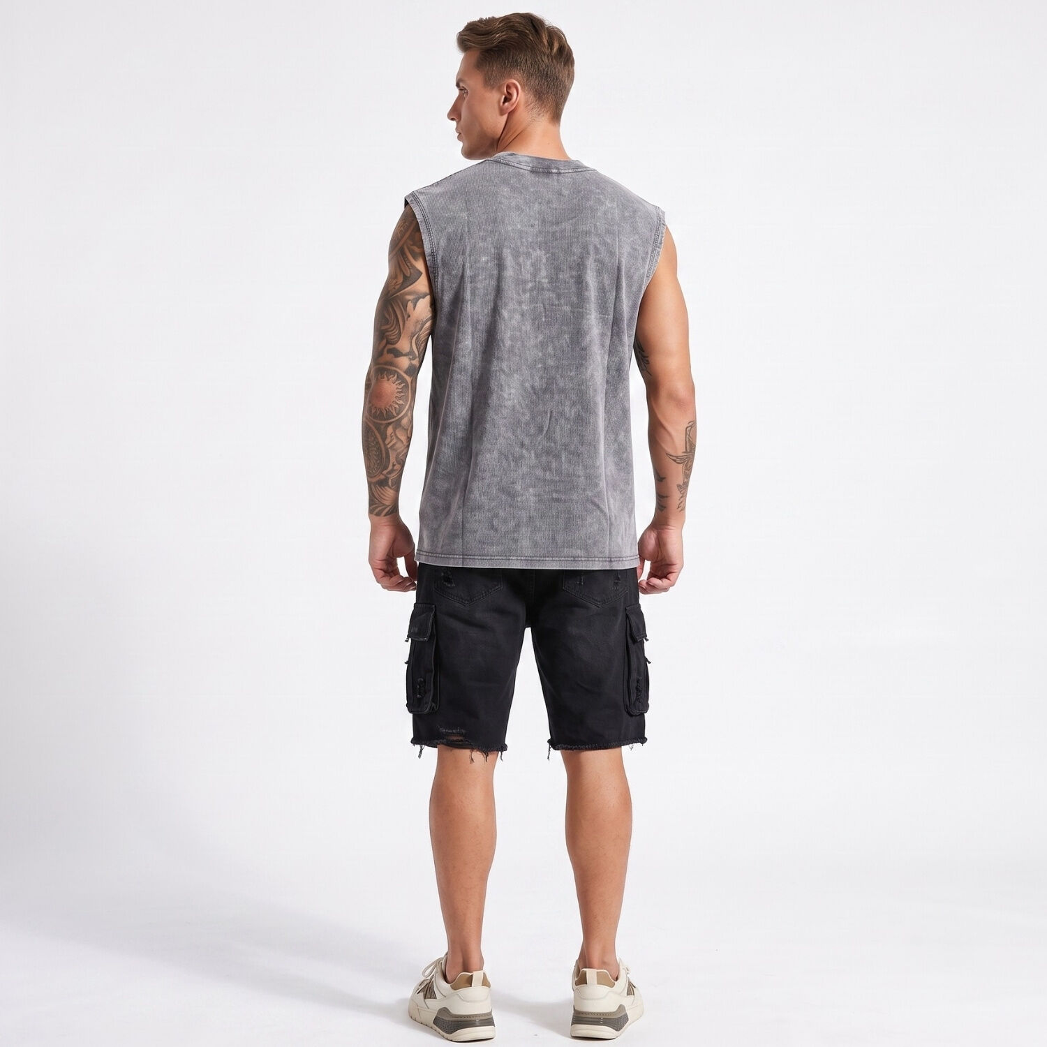 Polera Sin Mangas Musculosa Acid Wash Hombre image number 2.0