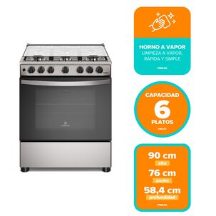 Cocina A Gas 6 Platos Horno Vapor Y Parrillas Alambr&oacute;n Fm6lsc Inox