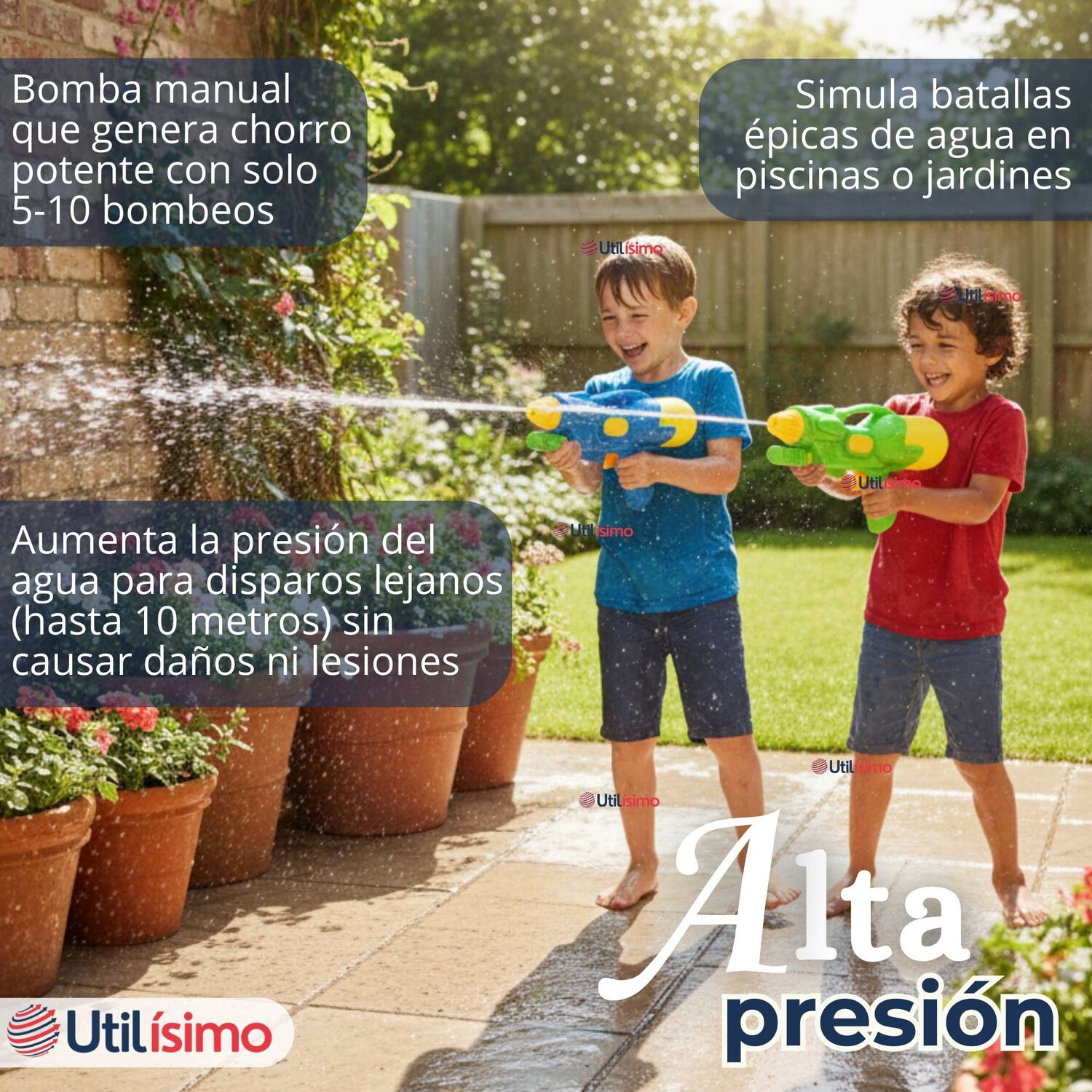 Pack 2 Pistolas De Agua 300ml 32cm Colores Surtidos Juguete Lanza Agua Ni&ntilde;o Ni&ntilde;a image number 4.0