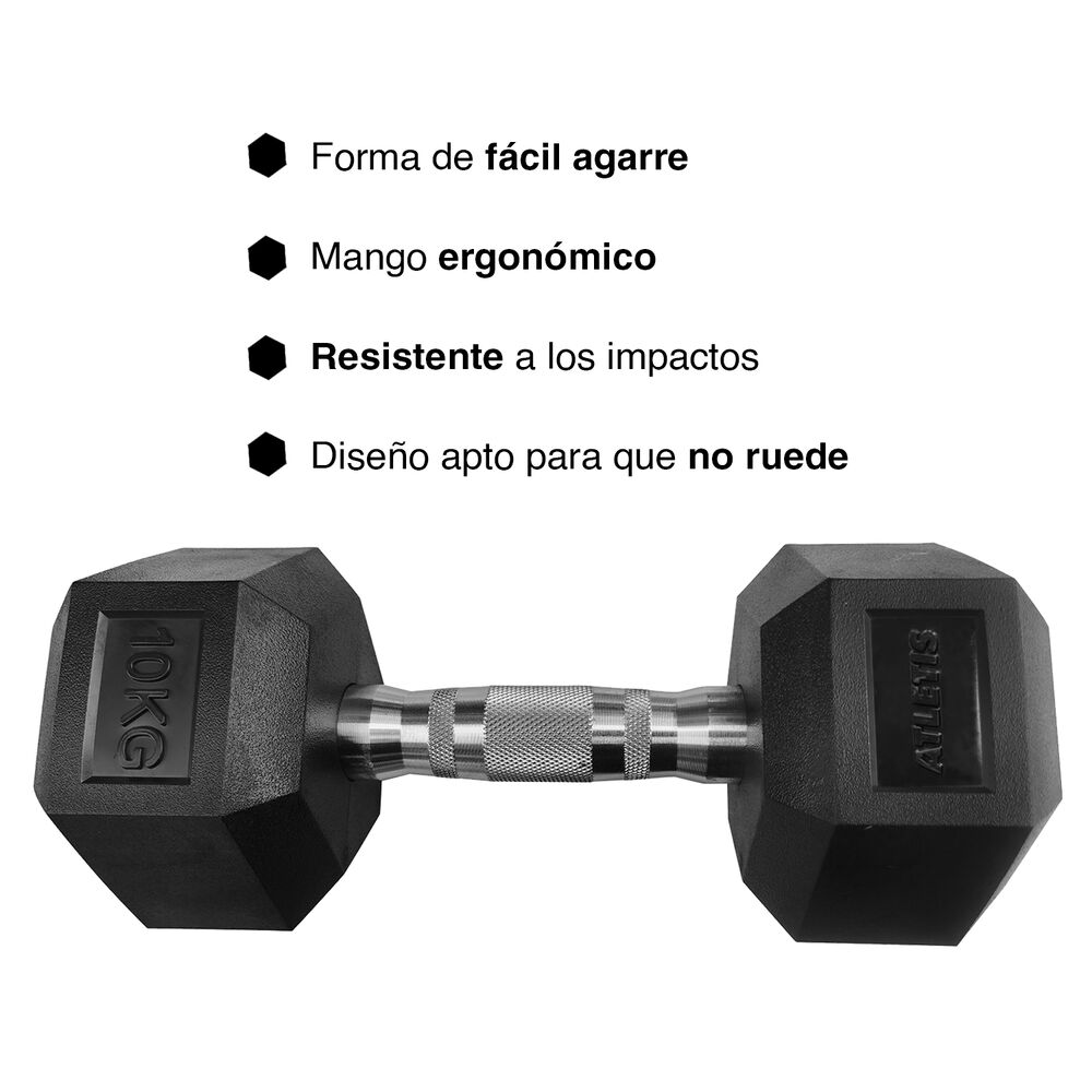 Mancuerna Hexagonal 10 Kg Negro image number 4.0