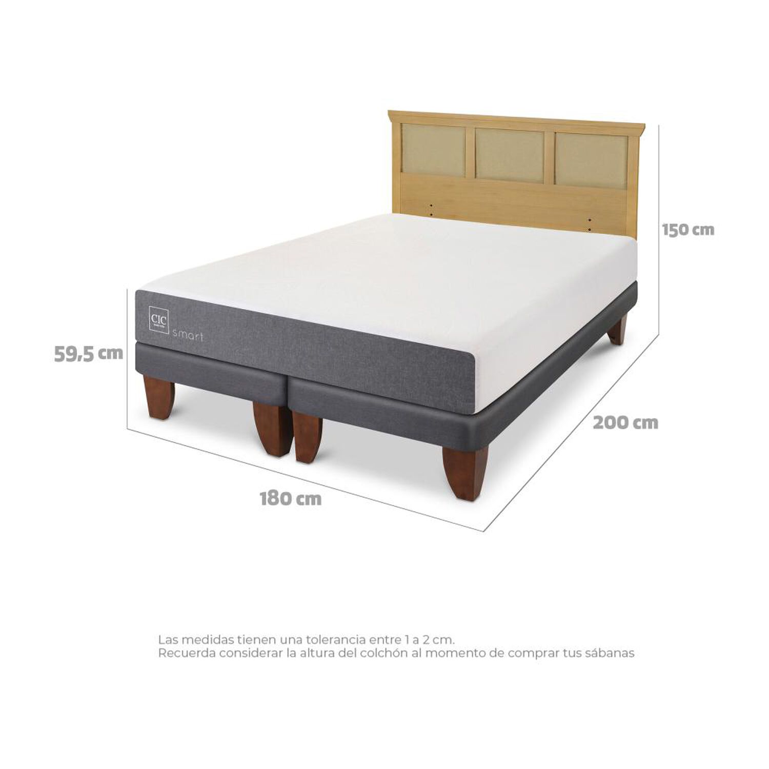 Cama Europea Cic Smart / King / Base Dividida + Respaldo image number 4.0