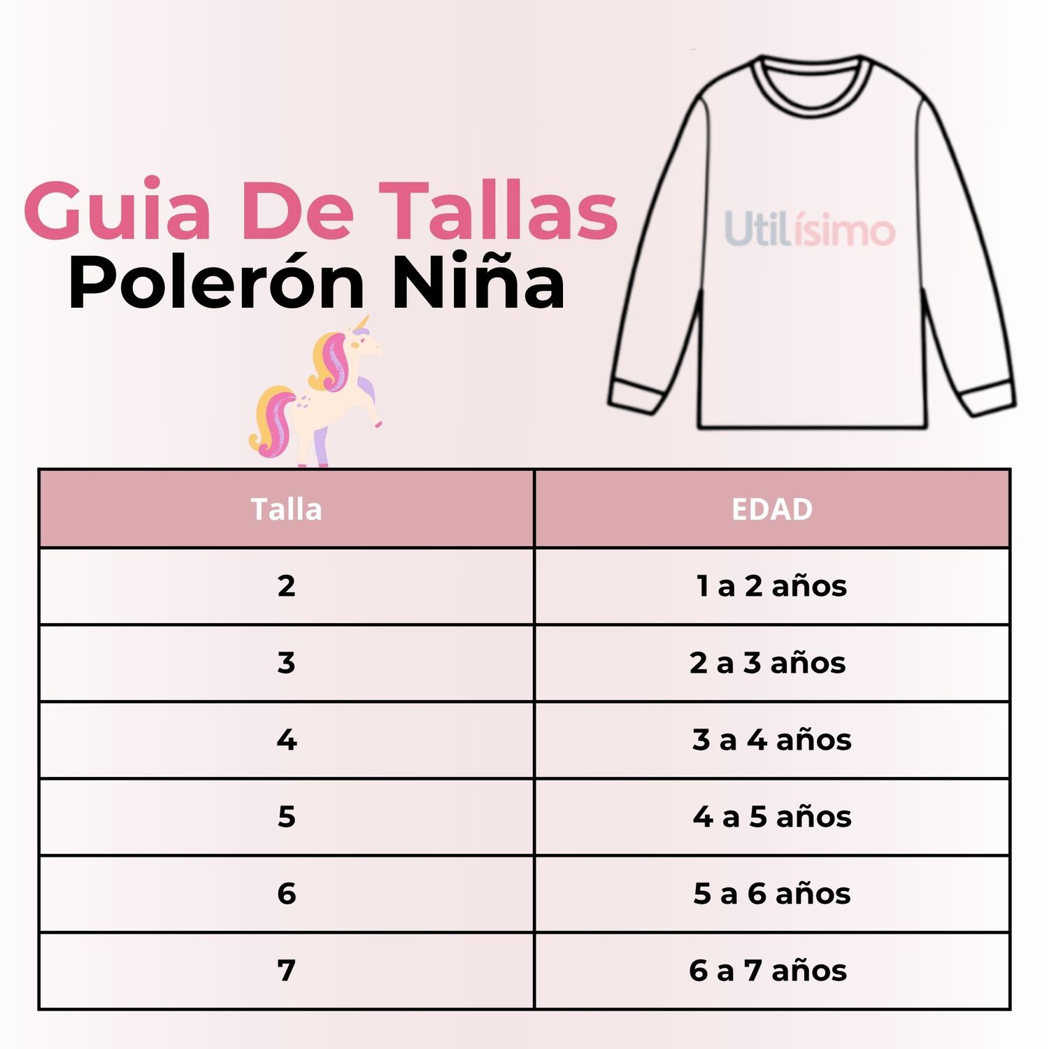 Poler&oacute;n Ni&ntilde;a Manga Larga 100% Algod&oacute;n Rosa Unicornio image number 2.0