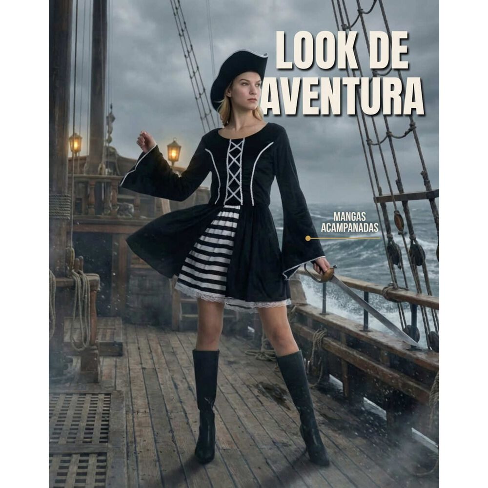 Disfraz Premium Blue Pirata Corsario Mujer image number 11.0