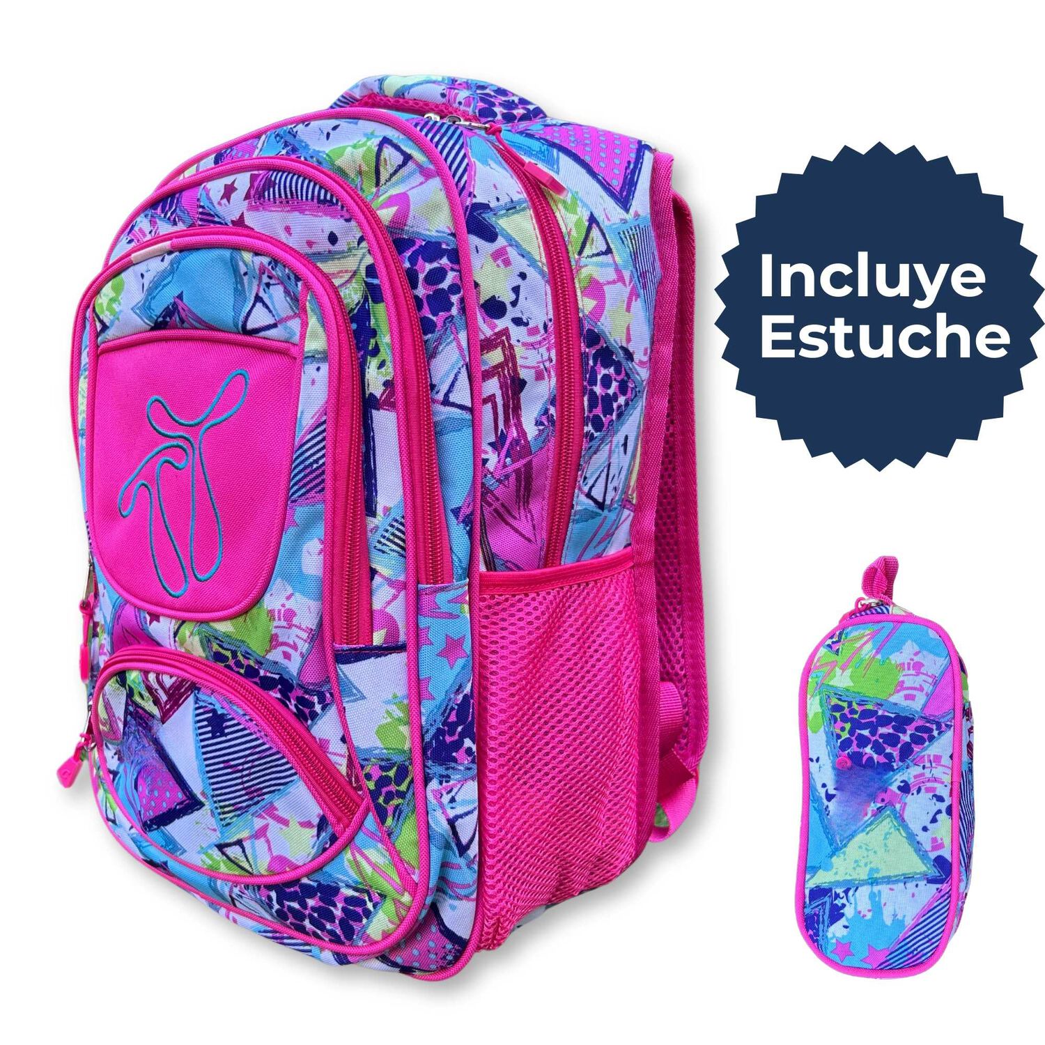 Mochila Escolar Con Estuche 43cm Dise&ntilde;o Estampado Surtido Blue Rose image number 1.0