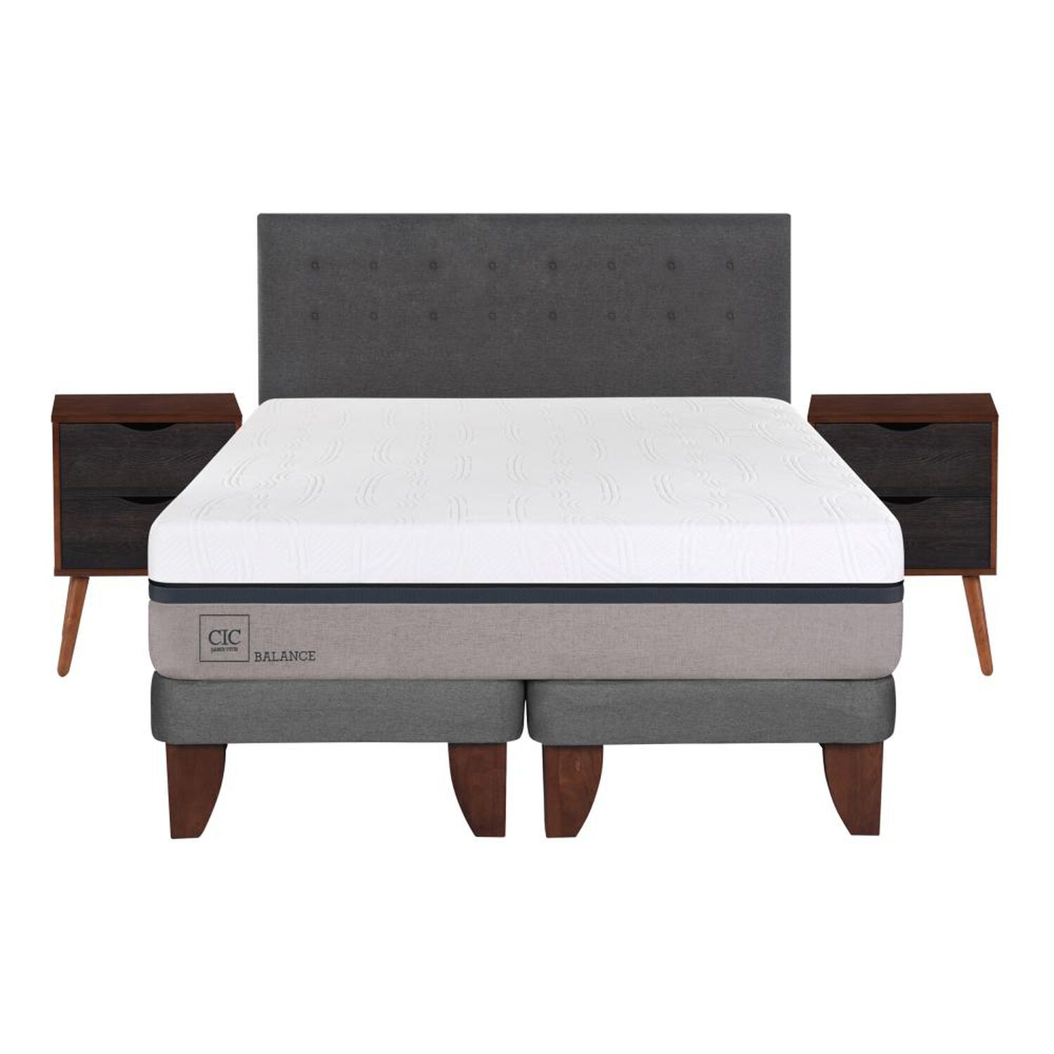 Cama Europea Cic Balance / King / Base Dividida + Set De Maderas image number 0.0