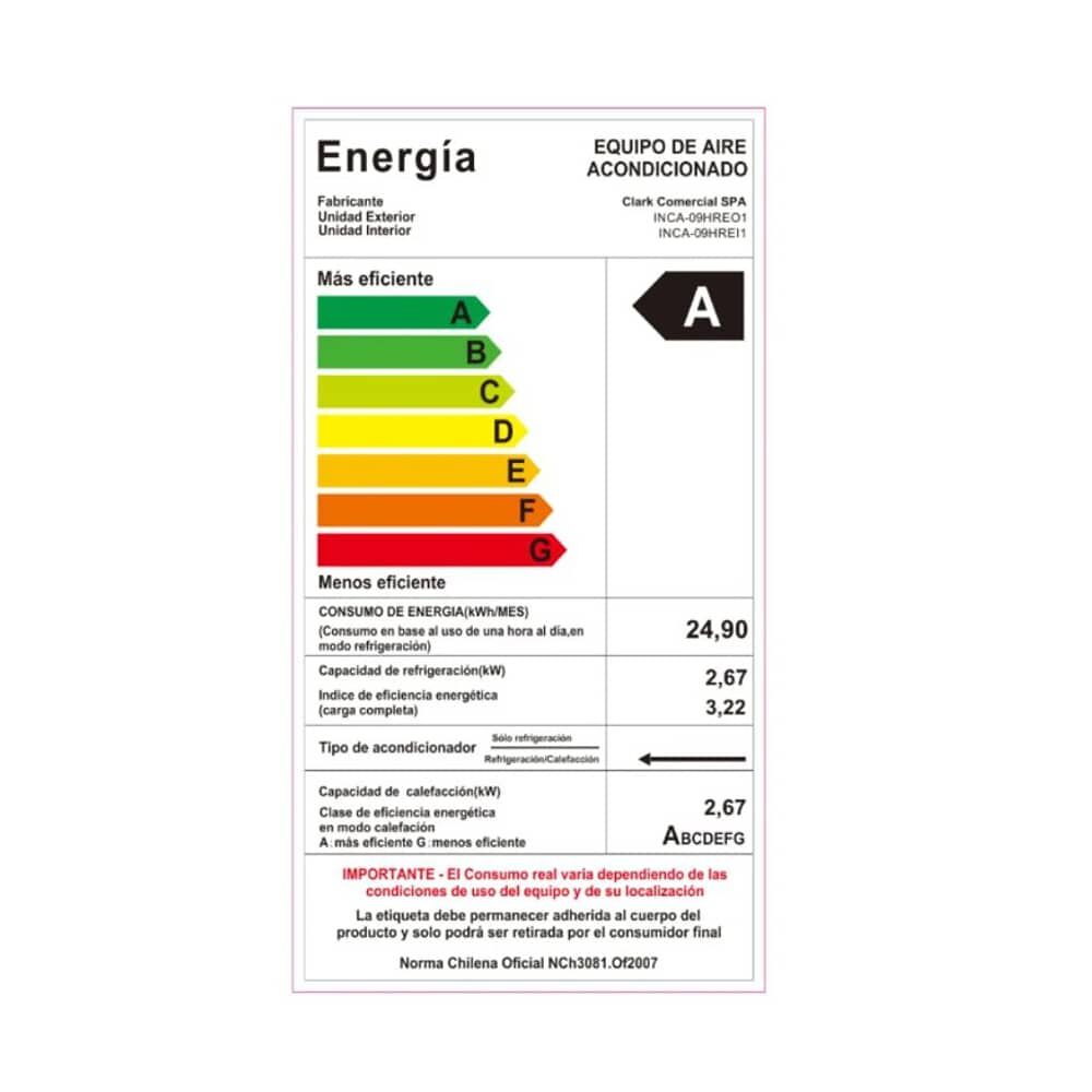 Aire Acondicionado Tipo Split Muro De 9000 Btu Inverter Clark image number 5.0