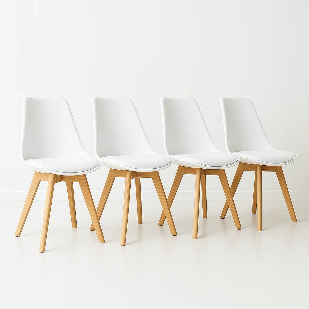 Pack De 4 Sillas Tulip Acolchadas Blancas image number 0.0