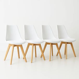 Pack De 4 Sillas Tulip Acolchadas Blancas Pack De 4 Sillas Tulip Acolchadas Blancas