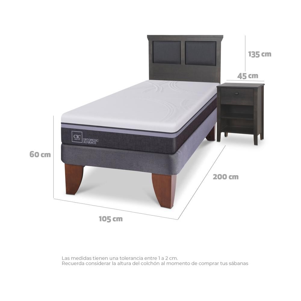 Cama Europea Cic Ortopedic Advance / 1.5 Plazas / Base Normal + Set De Maderas image number 3.0