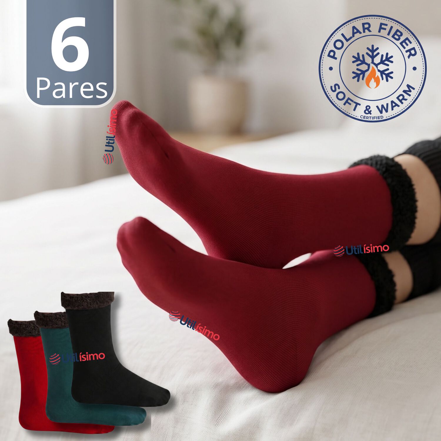 Pack 6 Pares Calcetines Chiporro Mujer Surtidos Ultra T&eacute;rmico Invierno Polar Unicolor image number 0.0