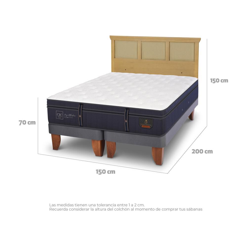 Cama Europea Cic Linea Premium / 2 Plazas / Base Dividida + Respaldo image number 2.0