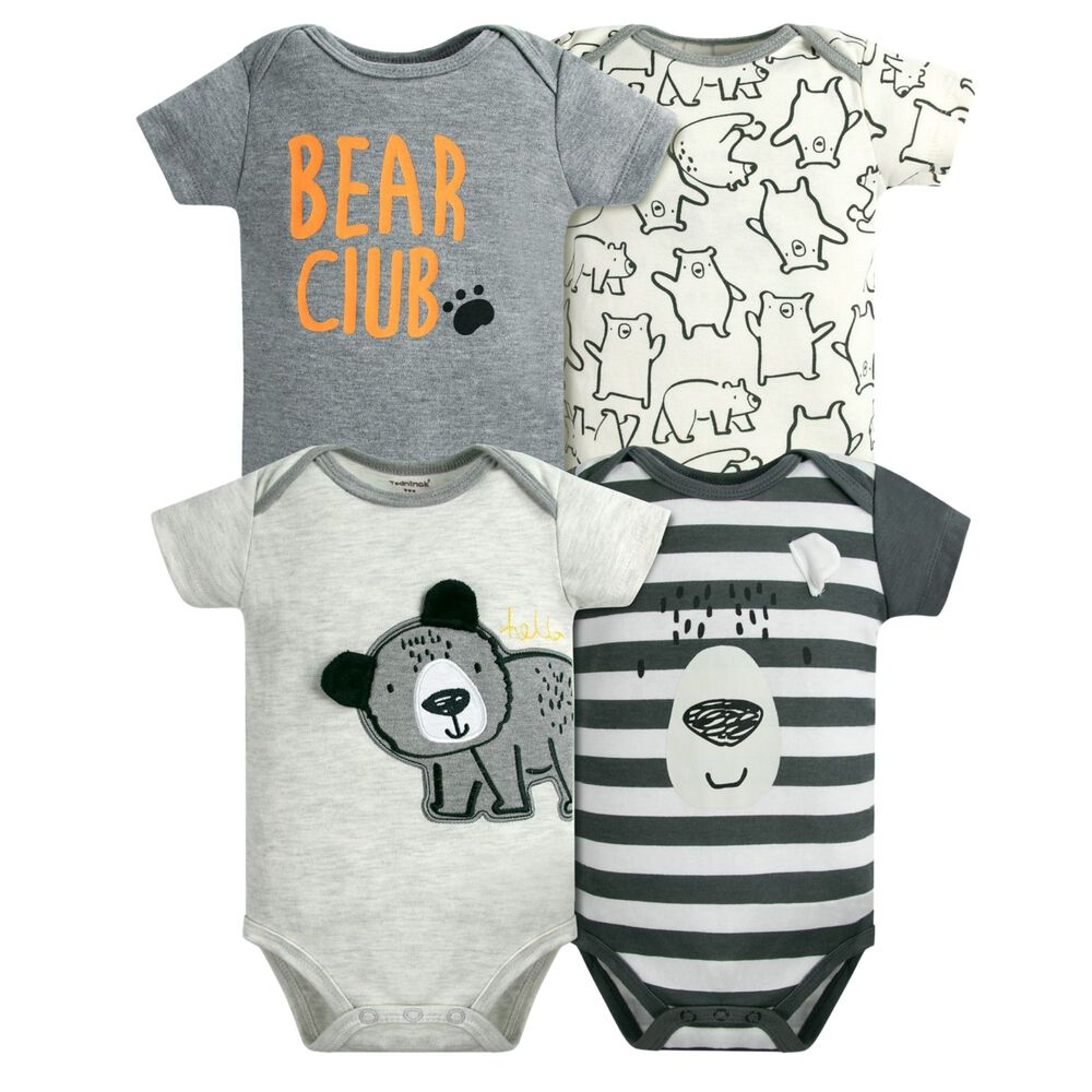 Pack 4 Bodys Niño Manga Corta Tedmimak 100% Algodón Bear Club image number 0.0
