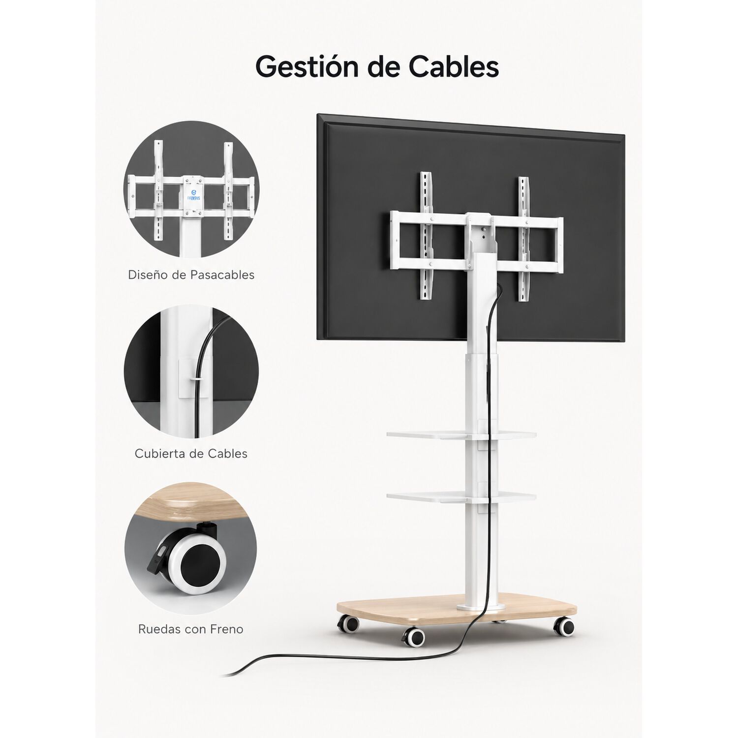 Soporte Base Tv Con Ruedas Tipo Pedestal Rack 32 A 50" image number 6.0