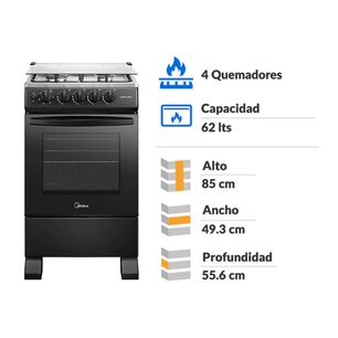 Cocina A Gas Midea MFO-MG20TCSSLBK / 4 Quemadores