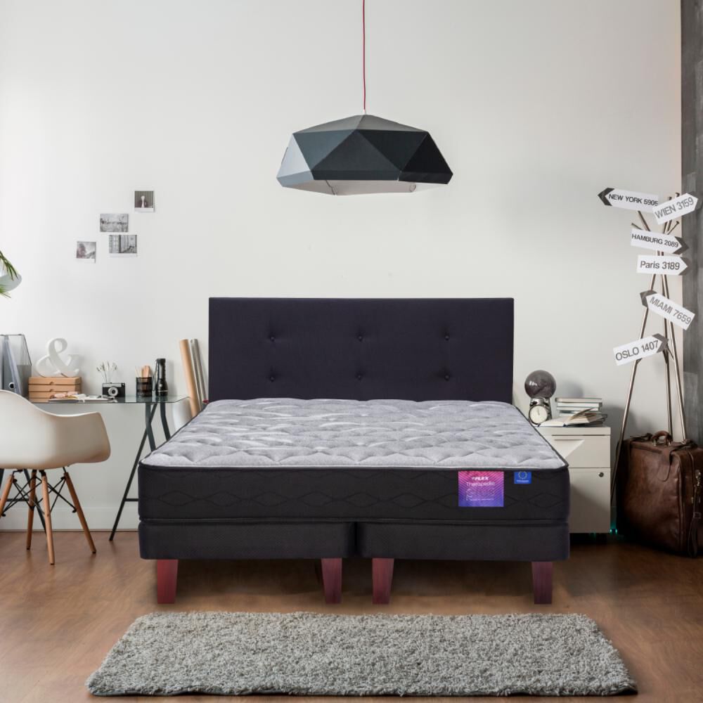 Cama Europea Flex Therapedic Plus / King / Base Dividida + Set De Maderas image number 4.0