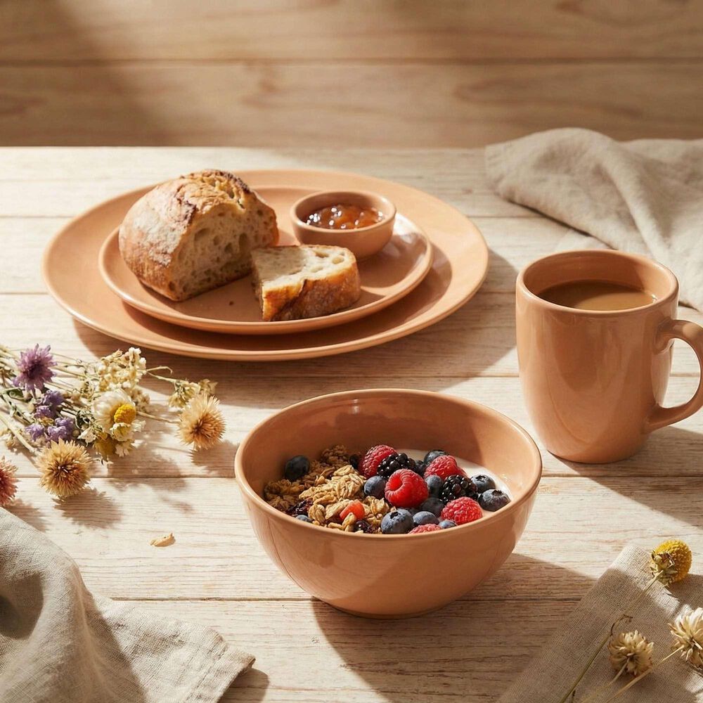 Juego De Loza 16 Piezas Vajilla Cer&aacute;mica July Caramelo image number 2.0