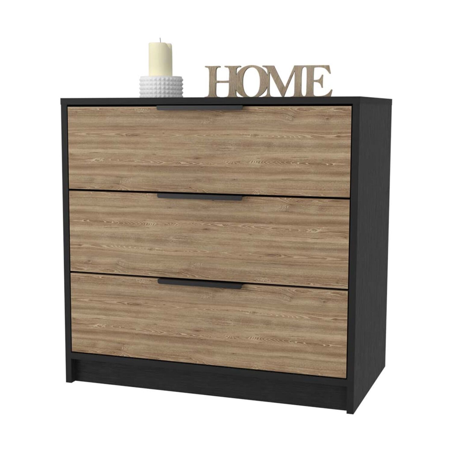 Comoda 3 Cajones Fm-001n - Negro / Cafe Claro image number 1.0