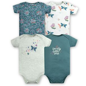 Pack 4 Bodys Ni&ntilde;a Manga Corta Tedmimak 100% Algod&oacute;n Mariposas Azul